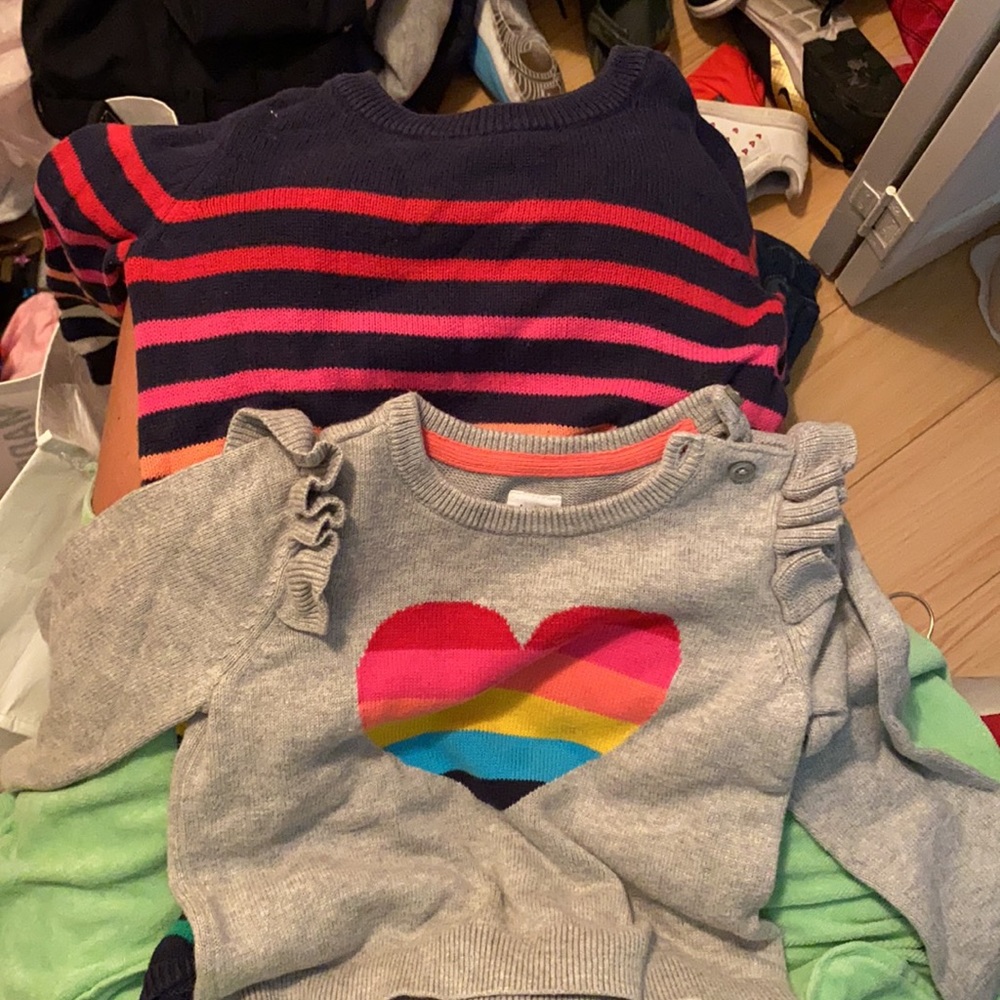 2 girls 18-24 month baby gap sweater and sweater dress